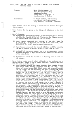 JUNE 5, 1989 7:30 P.M. REGULAR CITY COUNCIL MEETING, CITY