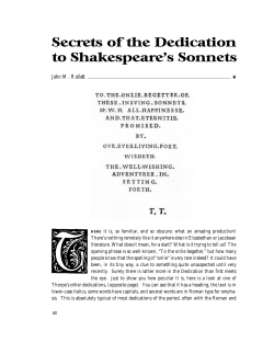 Secrets of the Dedication to Shakespeare`s Sonnets