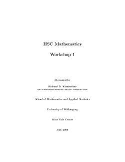 HSC Mathematics Workshop 1