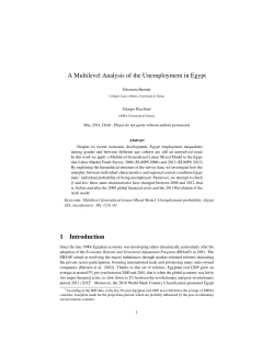 A Multilevel Analysis of the Unemployment in Egypt 1 Introduction