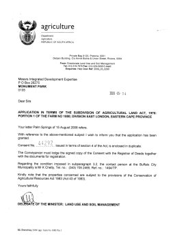 agricultural approval - Palm Springs Estate, Eastern Cape, South