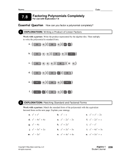 Factoring Polynomials Completely