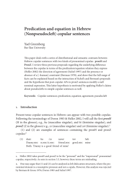 Predication and equation in Hebrew (Nonpseudocleft)