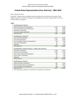 United States Representative (Four Districts): 1802-1810