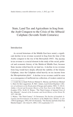 State, Land Tax and Agriculture in Iraq from the