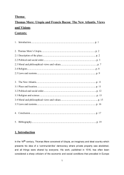 Thomas More: Utopia and Francis Bacon: The New