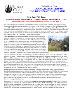ANNUAL BUS TRIP to BIG BEND NATIONAL PARK