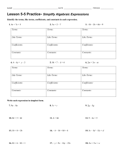 5-5 Simplify Algebraic Expressions Practice ws