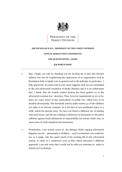 President of the Family Division speech: Rresolution Annual