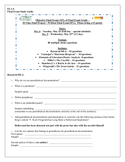 ELA 6 Final Exam Study Guide Objective Final Exam (10% of Final