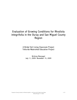 Evaluation of Growing Conditions for Rhodiola integrifolia in the