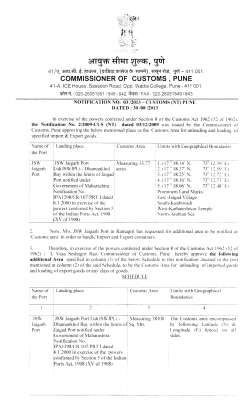 JSW Jaigad Port Ltd approved as Customs Area