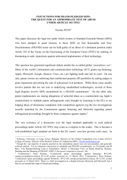 Injunctions for FRAND Pledged SEPs and Article 102 TFEU