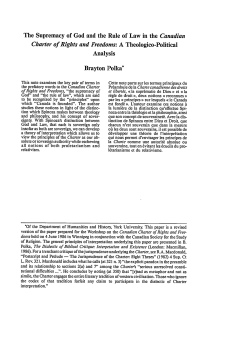 The Supremacy of God and the Rule of Law