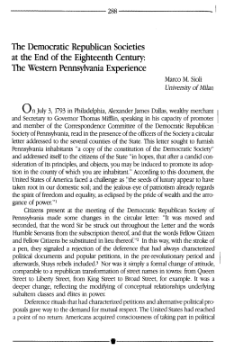 The Democratic Republican Societies at the End of the Eighteenth