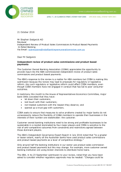 21 October 2016 Mr Stephen Sedgwick AO Reviewer Independent