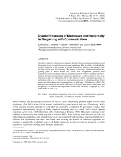 Dyadic Processes of Disclosure and Reciprocity in
