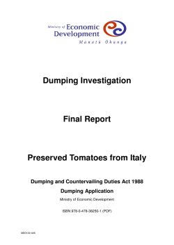 Dumping Investigation Final Report Preserved Tomatoes from Italy