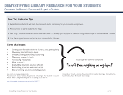 DEMYSTIFYING LIBRARY RESEARCH FOR YOUR STUDENTS
