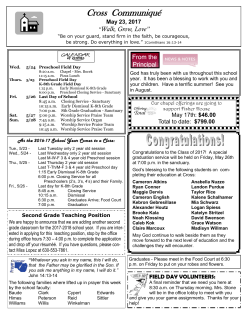 Cross Communiqu&eacute; - Cross Lutheran Church