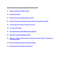 FAQ on View Submission Status of Certificate of Residence (COR