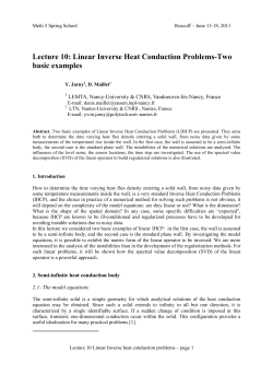 Lecture 10: Linear Inverse Heat Conduction Problems