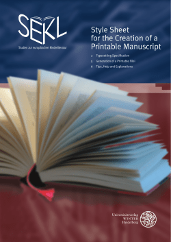 Style Sheet for the Creation of a Printable Manuscript