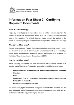 Information Fact Sheet 3 - Certifying Copies of Documents