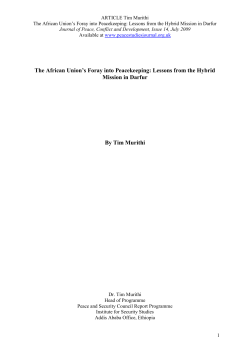 The African Union`s Foray into Peacekeeping