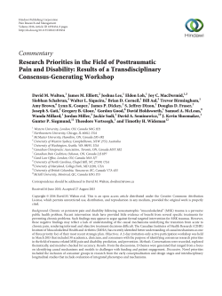 Commentary Research Priorities in the Field of