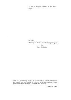 The Largest Nordic Manufacturing Companies Lars Oxelheim