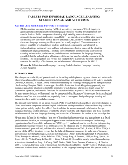 TABLETS FOR INFORMAL LANGUAGE LEARNING: STUDENT