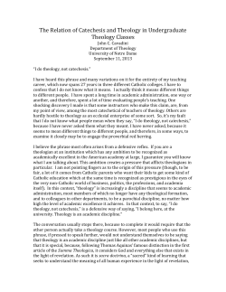 The Relation of Catechesis and Theology in Undergraduate
