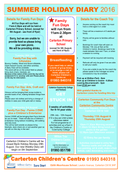 SUMMER HOLIDAY DIARY 2016