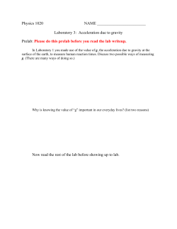 Laboratory 3: Acceleration due to gravity Prelab
