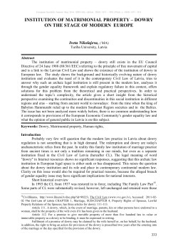 INSTITUTION OF MATRIMONIAL PROPERTY – DOWRY ON THE