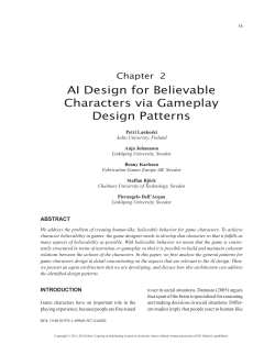 AI Design for Believable Characters via Gameplay Design Patterns
