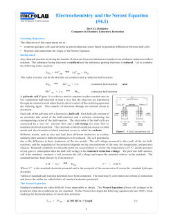 Electrochemistry and the Nernst Equation (#4.1)