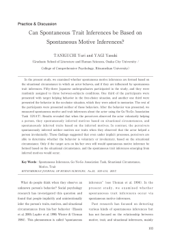 Can Spontaneous Trait Inferences be Based on - R