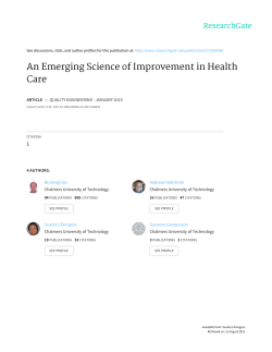 An Emerging Science of Improvement in Health Care