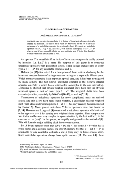 UNICELLULAR OPERATORS extensively studied, especially by