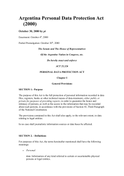 Argentina Personal Data Protection Act (2000)