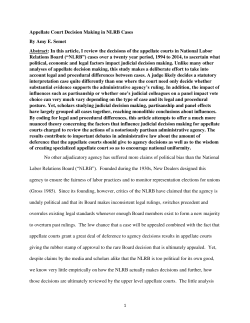 Appellate Court Decision Making in NLRB Cases By Amy E. Semet