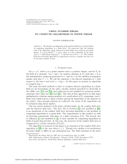 USING NUMBER FIELDS TO COMPUTE LOGARITHMS IN FINITE