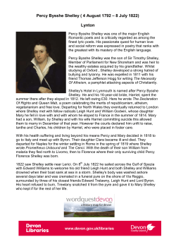 Percy Bysshe Shelley ( 4 August 1792 &ndash; 8 July 1822) Lynton