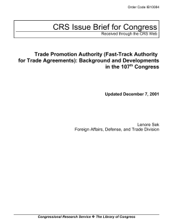 Trade Promotion Authority (Fast-Track Authority for Trade Agreements)