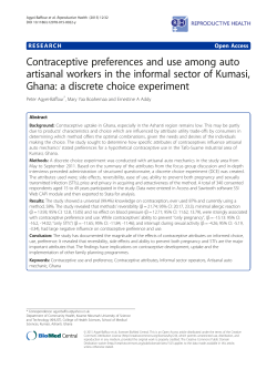 Contraceptive preferences and use among auto artisanal workers in