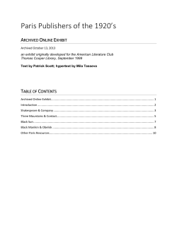 Paris Publishers of the 1920`s