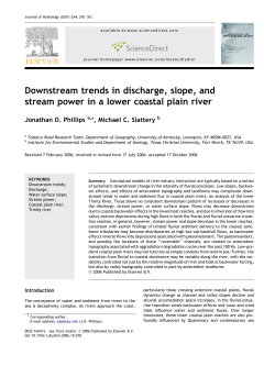Downstream trends in discharge, slope, and stream power in