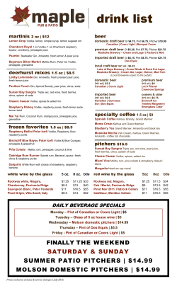 Maple Drink List drink list